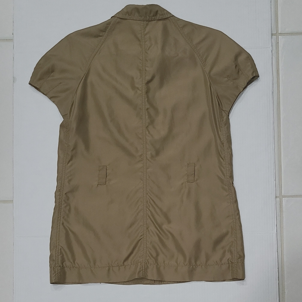 Moschino Cheap & Chic 100% Silk Short Puff Sleeve Safari Top in Mocha Khaki Sz M - Picture 9 of 14